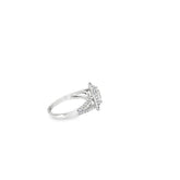 PLATINUM .70CT CENTER EMERALD CUT I VS2 AND .55CT G VS2 DOUBLE HALO SPLIT SHANK ENGAGEMENT RING